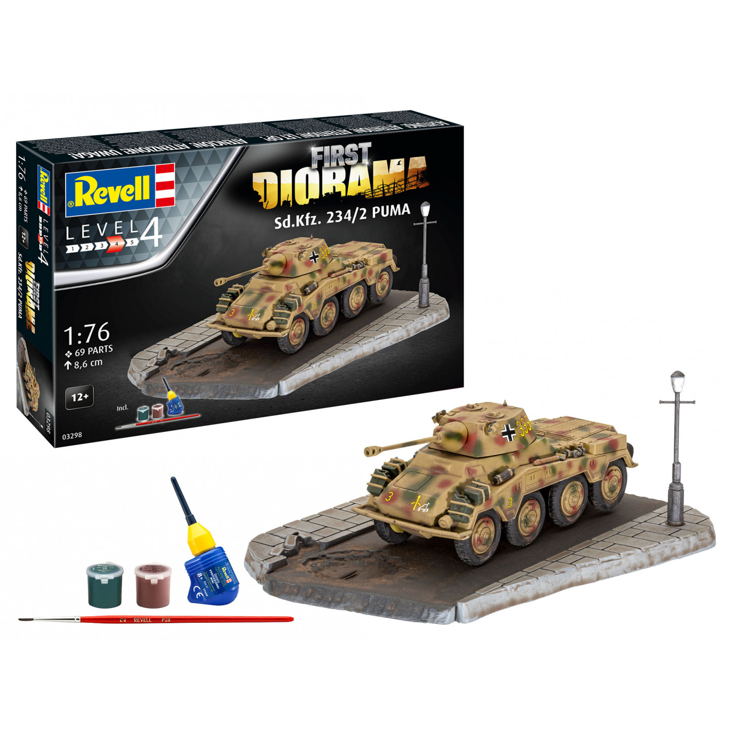 KIT PARA MONTAR REVELL FIRST DIORAMA SET TANQUE DE GUERRA SD.KFZ